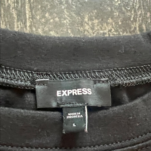 Express Black Sweatshirt with Faux Leather Sleeves - Picture 4 of 8